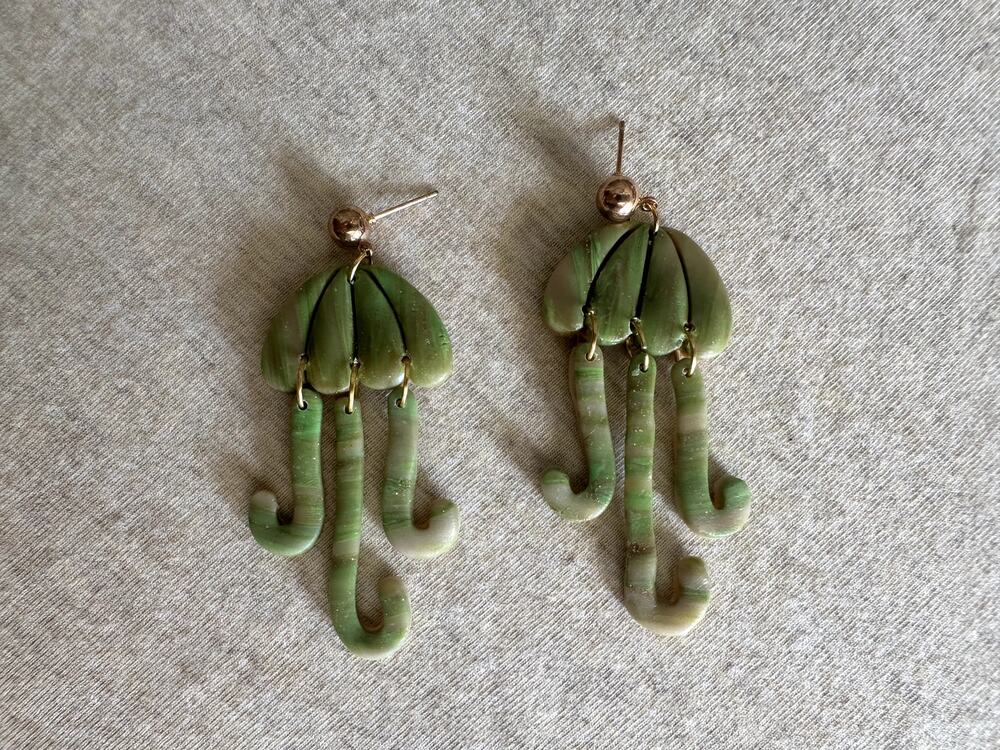 Handmade Marbled Jellyfish Polymer Clay Earrings